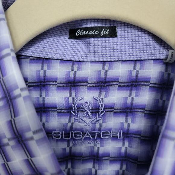 Bugatchi Shirt Purple Pattern Button Down Shirt XL 572 - Picture 3 of 14